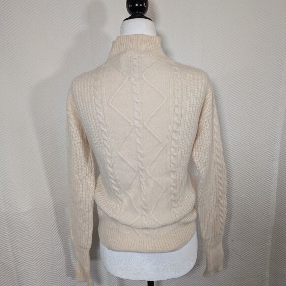 Cynthia Rowley 100% 2 ply cashmere sweater cream cable knit quiet luxury Small - Picture 4 of 10